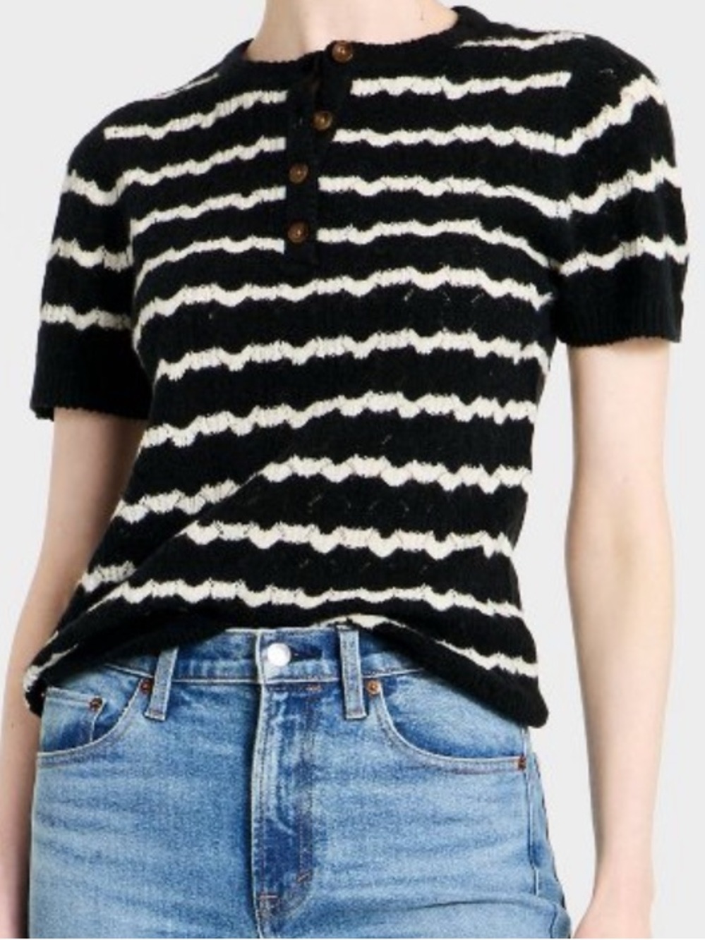 Universal Thread short sleeve heirloom Henley pullover sweater; size M; NWOT